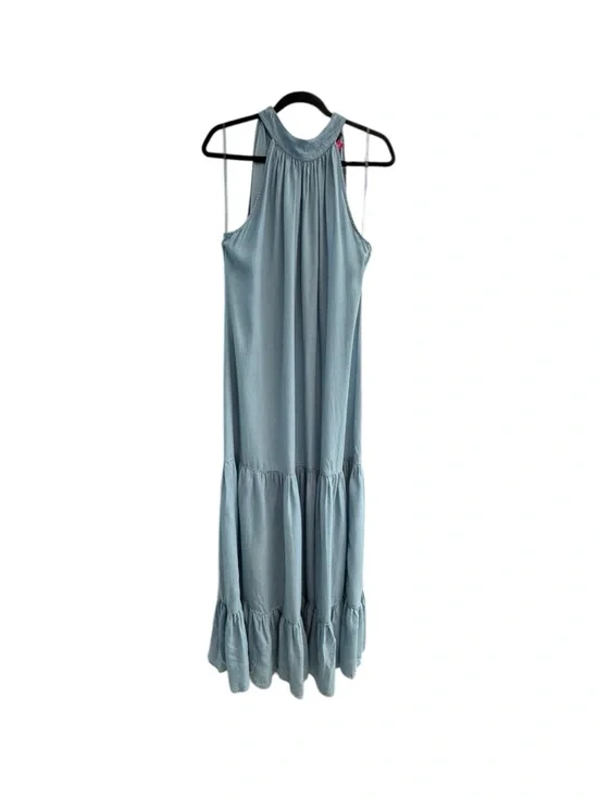 Vince Camuto Sleeveless Light Blue Tiered Maxi Dress Airy Beach Casual Boho Sz L - Picture 1 of 16